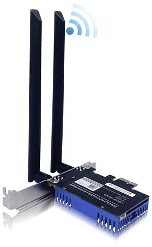 Elfcam® - Carte WiFi 7 PCIe 4.0, sans Fil Tri-Bande 8774Mbps, Intel BE200 Adaptateur, pour Ordinateurs Intel Processeur avec Windows 10/11 Linux, Compatible avec Freebox Ultra et Orange Livebox