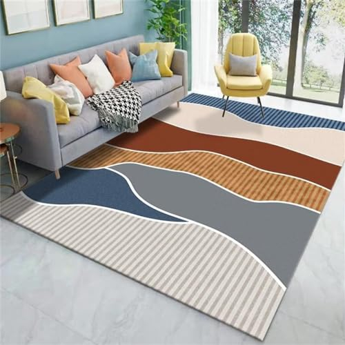 RUGMRZ Günstig Teppich 300x400CM babyzimmer Teppich Teppich dünn blau Modernes geometrisches Muster Rutschfester Teenager-Zimmerteppich bodenschutzmatte Teppich