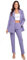 Damen 2-teiliges Hosenanzüge, zweireihiges Blazer-Set, lässiger lockerer langer Blazer und lange Hosenanzüge mit Taschen, Flieder, Groß