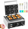 VEVOR Machine à beignets électrique, 1550 W, appareil à donuts commercial avec surface antiadhésive, machine à gaufres chauffante double-face à 6 trous, 50-300 ℃, pour restaurant et usage domestique