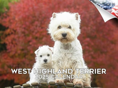 West Highland Terrier Kalender 2024 2025 – Monatlicher Wandkalender für Hunderassen – 30,5 x 45,7 cm geöffnet – dickes Papier ohne Auslaufen – Geschenk – akademischer Lehrerplaner Kalender