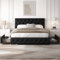 Yaheetech Polsterbett Bettrahmen 160 x 200 cm Bettgestell Doppelbett mit 2 Schubladen,Stoffbett mit höhenverstellbarem Kopfteil, Gästebett für Schlafzimmer, Schwarz