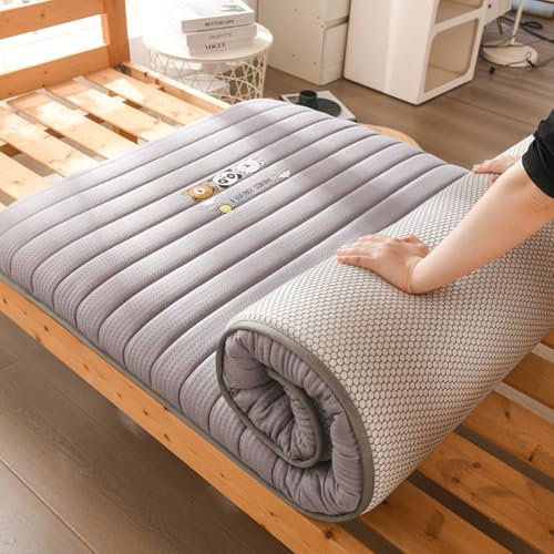 YOUGANG Japanische Futon-Matratze, 5 cm dicke Bodenmatratze, Tatami-Matratze, faltbare Schlafsaal, Tatami-Matratze, tragbar, aufrollbar, Camping-Matratze, Boden-Isomatte (grau, 100 x 200 cm)