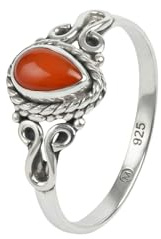 mantraroma Silberring Damen 925 Sterling Silber – tropfenförmiger Edelstein Ring, Vintage Statement Ring Schmuck, elegantes Geschenk für Frauen