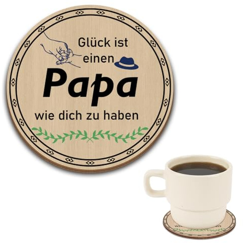 EGHTvmok Papa Geschenk Geburtstag Geburtstagsgeschenk Geschenke Für Papa Personalisiert Vatertagsgeschenk Kleine Weihnachten Ostergeschenk Valentinstag Holz Untersetzer