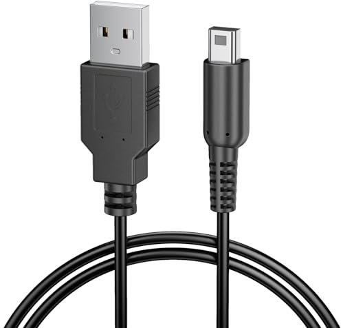 Amzpas Cavo Ricarica per 3DS Nintendo, Portatile USB Caricatore per Nintendo New 3DS/ 3DS/ New 2DS/ 2DS/ DSi/DSi XL (Nero)