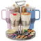 Rotating Water Bottle Organizer for Stanley 40 oz & Others' Tumbler with Handle, Tumbler Organizer for Kitchen Cabinets, Drying Rack with Storage Tray for Stanley Cup Accessories Snack Candy(Grey)