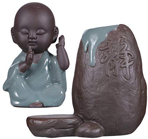 BESTonZON Pot De Fleur Zen Moine Céramique Vintage pour Bureau Petit Pot Hydroponique sans Ornement Zen pour Plantes Vertes Et Décoration Intérieure