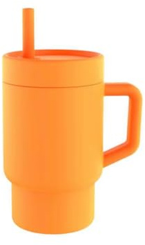 Silikon-Trinkbecher für Kinder-wie Mama ihr Stanley Cup-mit Strohhalm, 9 Oz, Auslaufsicher, Pink/Rosa, Kinderbecher für Kinderhände geeignet, leicht (Orange)