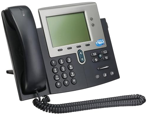SIMPLETEK - Business-VoIP-Telefon mit PoE-Stromversorgung, Basisstation und Hörer im Lieferumfang enthalten - Graustufen-LCD, externes Netzteil enthalten (Generalüberholt