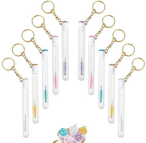 10Pcs Tubes de Mascara Vide Brosse à Cils en Diamant Outil de Maquillage | avec Porte-Clés pour Extensions de Cils Femmes et Filles