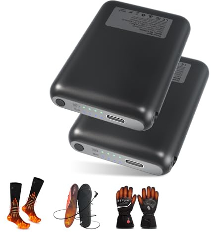 Batteria per guanti riscaldati, 5 V, 6000 mAh, batterie per calze riscaldate, uscita CC, batteria ricaricabile per pantofole termiche, 1 paio (con controllo della temperatura)