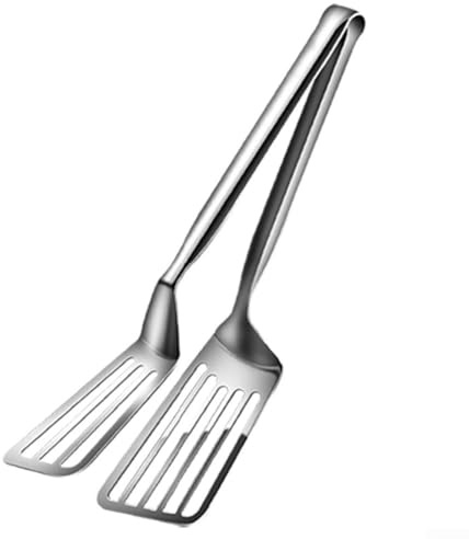 Edelstahl-Fischschaufel, 30 x 8 cm und 34 x 8 cm, Küchenspatel, Zange, Klemme zum Braten von Fisch, Steaks, delikaten Lebensmitteln, ergonomischer Griff, für einfaches Herausnehmen (S)