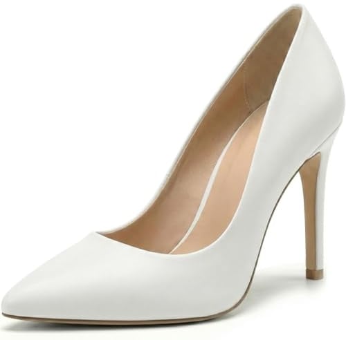 Womens Stiletto High Heel Pointed Toe Pumps Ladies Wedding Bridal Occasion Heeled Clubbing Work Fashion Court Shoes Size 3-12 (White Matt, UK Footwear Size System, Adult, Women, Numeric, Medium, 12)