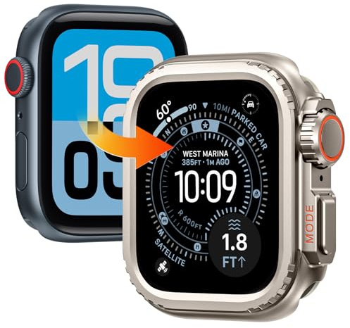 Kamita Metall Hülle Kompatibel mit Apple Watch Serie SE 3/SE 2/SE/6/5/4 44mm, Robuste Bumper Case mit Rückseite, Stoßfest Rundum Rugged Schutzhülle für iWatch 44 [ohne Displayschutzfolie] (Titan)