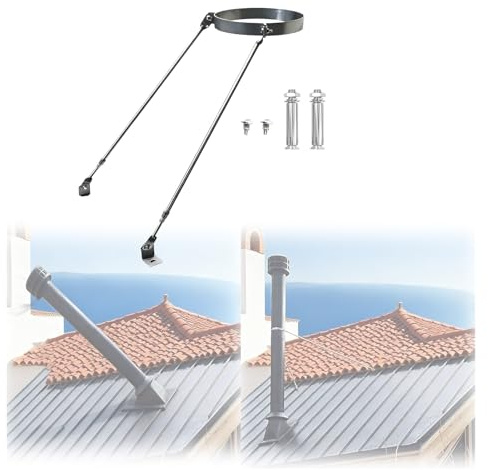 Genérico Soporte de ventilación para Estufas de 32 cm de diámetro para calderas y tejados, Soporte de Chimenea Resistente al Viento, Tubo de fijación Duradero para Villas y Salas de calderas.