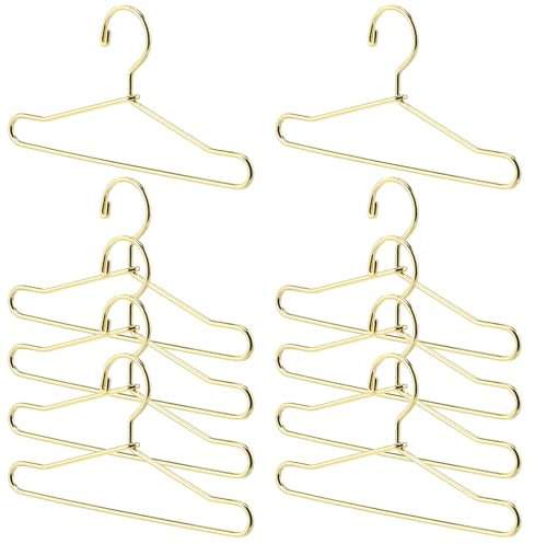 ORFOFE 10 Stück Kleiner Kleiderbügel aus Metall in Gold für Puppenkleidung Leicht und Platzsparend für Puppenschränke und Puppenhäuser