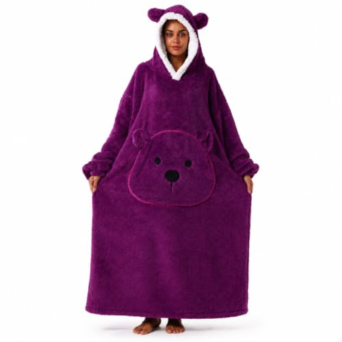 Kawoja Extra Long Oversized Hoodie Blanket,Fleece Adult Wearable Blanket