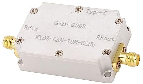 Yobadam Professional Low Noise Amplifier with SMA Connector for FM Radio, LNA 10MHz-6GHz 20dB Gain High Flatness RF Amplifier, GPS Signal, Type C Line DC5V Powered