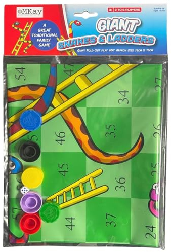 eMKay® Giant Snakes and Ladders Fold Out Play Mat Board Traditional Childrens Indoor/Outdoor Game (75cm x 75cm Approx Size)
