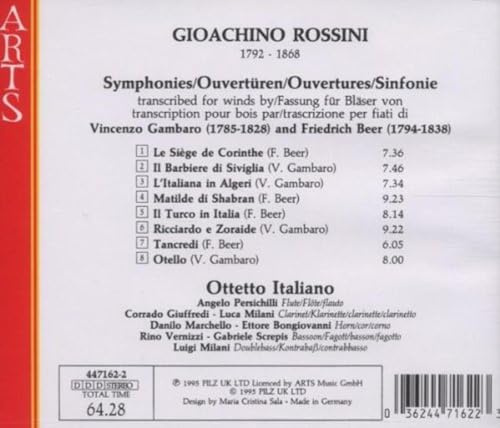 Gioacchino Rossini: Ouvertüren - Fassungen für Bläser von Vincenzo Gambaro (1785-1828) und Friedrich Beer (1794-1838)