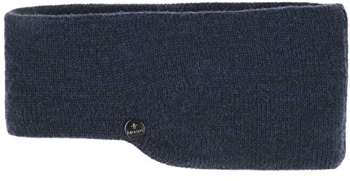 LIERYS Fine Merino Stirnband Damen/Herren/Kinder (7,5-10 cm breit) - Made in Germany - mit Merinowolle - Ohrenwärmer gefüttert mit Baumwolle - One Size (53-60 cm) - Herbst/Winter blau One Size