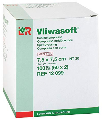 VLIWASOFT Schlitzkompressen 7,5x7,5 cm steril 4l. 50X2 St