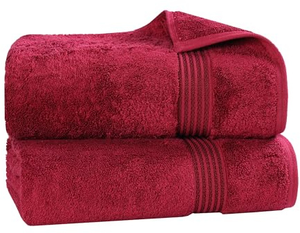 Superior Egyptian Cotton 2-Piece Bath Sheet Towel Set, Oversized Body Towels For Adults And Kids, Large Towel For Bath, Shower, Guest Bathroom, Spa, Gym, Resort, Essentials, Airbnb, Burgundy