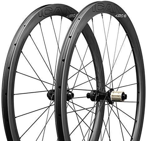 ICAN Carbon Wheels Aero 40 Rennrad Laufradsatz 40 mm Drahtreifen Tubeless Ready Scheibenbremse 12X100/12X142Mm Nur 1355G
