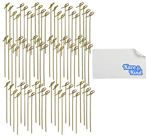 200 Varillas de Cóctel Hechas de Bambú Kare & Kind - Pinchos Anudados de 15 centímetros – Cocteles, Aperitivos, Barbacoa, Brochetas de Carne, Frutas y Vegetales