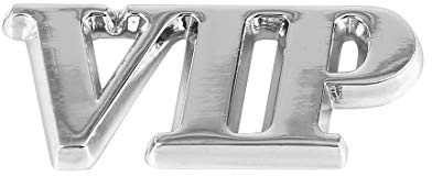 sourcing map VIP-Förmiges Auto-Metall-Deko-Emblem 1pc Für 3D-Dekoration | Silber, Selbstklebend, Für Kühlergrill, Seitenkotflügel, Kofferraum, Exquisite Verarbeitung, Innen- & Außendekoration