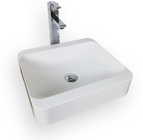 Lavabo bagno semincasso rettangolare 45 cm in pietra sintetica finitura opaca - Hanaé