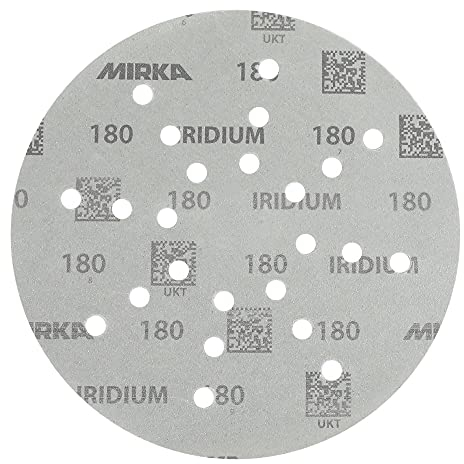 Mirka Iridium Schleifpapier Ø 225mm Klett Korn 180/25 Scheiben/Für Trockenbauschleifer Wand- und Deckenschleifer/Schleifen von Lack, Spachtel, Grundierung, Holz, Stahl, Mineralwerkstoffe