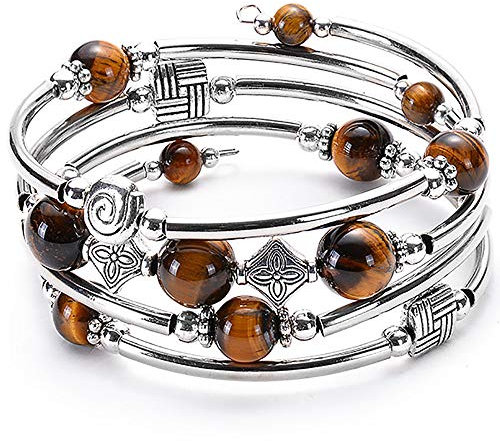 YooAi Wrap Bracelet Bohème Perlé Bracelet Multicolore Turquoise Élastique Empilable Pendentif Bracelet pour Femmes (Yellow)