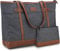 RAVUO Sac Cabas Femmes,Sac à Main Grande Capacité Pour Ordinateur 15.6 Pouces Sac de Cours Lycee Bandoulieres Epaule Tote Bag pour Affaires Shopping Travail Voyage Gris Foncé et Marron