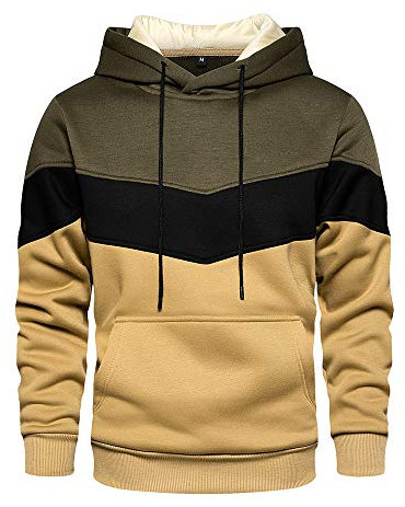 LBL Sweat Homme à Capuche Couleur Vives Pull de Manches Longues Poche Kangourou pour Hiver et Automne Vert 2XL