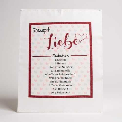 ggm Geschirrtuch Bedruckt versch. Motive - 100% Baumwolle Rezept Liebe