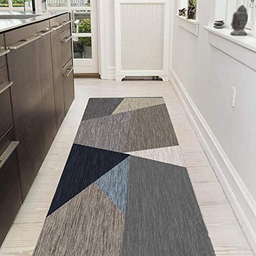 Yurun hallway runner and mat set runner rug and matching door mat, With Non-Slip Back For Hallway, Kitchen, Corridor with 8 Anti Slip Rug Underlay - 60x390cm