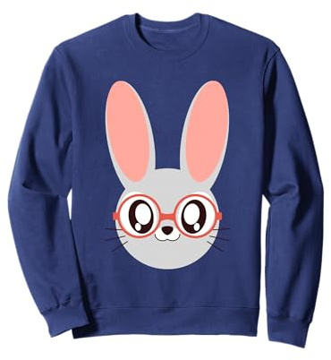Nettes Kaninchen mit Brille Kawaii Hase Ostern Sweatshirt