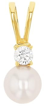 Amor Motivanhänger Damen Anhänger, mit Zirkonia synth., mit Süßwasserzuchtperle, 1,6 cm, Gold, Kommt in Schmuck Geschenk Box, 2013536