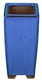 Maceta de bonsai rectangular (forma de cascada) en gres esmaltado azul 5.5x5.5x14 cm - SF36