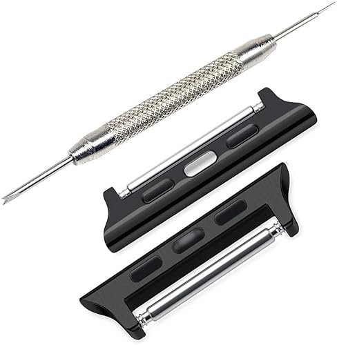Vintage Time Watches | 20mm Watch Adapter Connector kit for 38/40 / 42 / 44mm Apple Smart Watch | + Tool and Pins (42/44mm, Black)