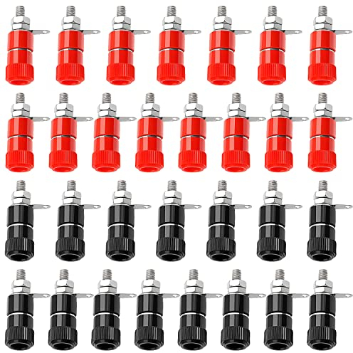 30 Stück 4mm Bananenbuchse, KUOQIY Binding Post Terminal Bananenstecker, Binding Post Nut Bananenstecker Jack Verbinder, für 4mm Bananenstecker (Rot, Schwarz)