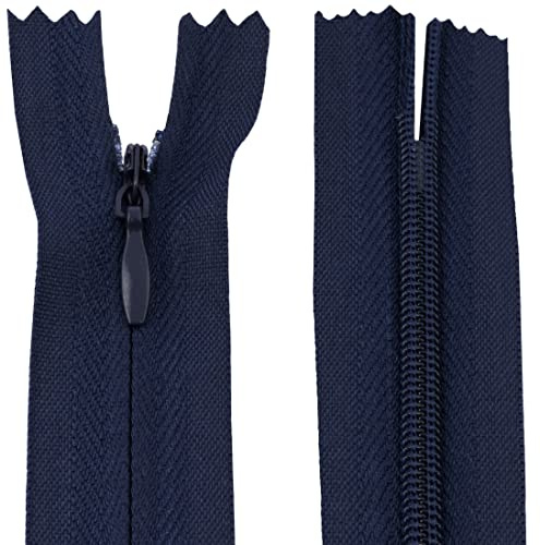 Aerzetix - C60968 - Set di 20 Cerniere Invisibili 20cm - Colore: Blu Scuro - Non separabili con tiretto Palla da Rugby Materia inestensibile - Cerniera Lampo
