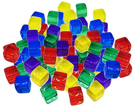 Milageto 100 Stück Acryl-Würfel für Brettspiele, 10 MM Blanko-Würfel Mehrfarbig, D6-Acryl-Würfel für Mathe-Lehrmittel, DIY Puzzle-Spiel-Würfel