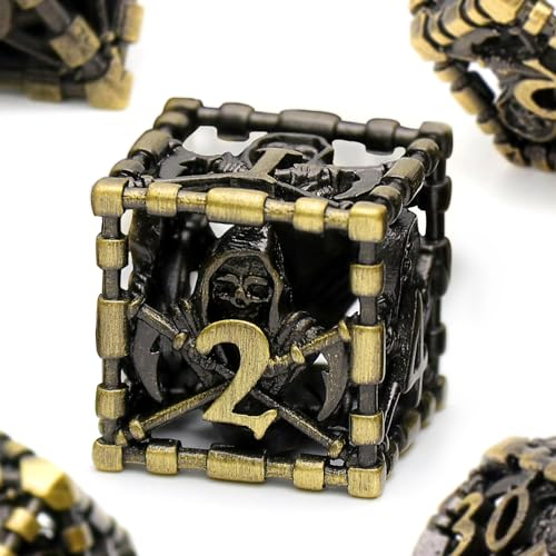 DND WürfelSet Rollenspiel, Polyedrische Dice Set D and D Würfel Set Metall für Brettspiel Dungeons and Dragons Verwendet Wird (S-Bronze)