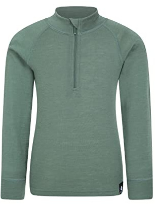 Mountain Warehouse Kids Merino Half-Zip Top - Antibacterial, Lightweight, Breathable & Moisture Wicking for Boys & Girls - Spring Summer, Camping & Outdoors