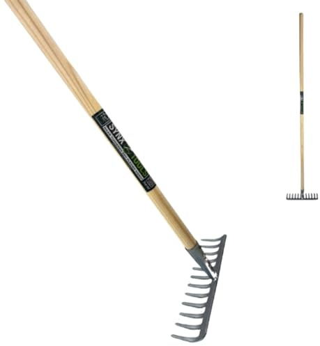 Synx Tools Gartenrechen mit Stiel 160 cm, 12 Zähne, Laubbesen