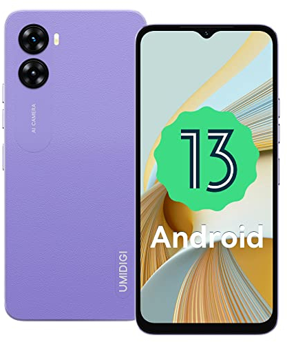 UMIDIGI G3 Plus Smartphone Ohne Vertrag (2023),Android 13 Handy, 8GB+128GB/1TB Simlockfreie Handys,6,52 HD+Display,5150mAh,13MP, 4G Dual SIM Schulkinder Handy/Face ID/Fingerabdruck/OTG/GPS(Lila)
