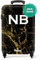 NoBoringSuitcases.com® Koffer personalisiert, Koffer Handgepäck 55x40x20cm - Trolley Handgepäck, Koffer Klein mit Rollen - Schwarzer Marmor mit Gold - Leicht - Koffer mit Namen Initialen